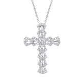 1.28ct 18k White Gold Diamond Cross Necklace